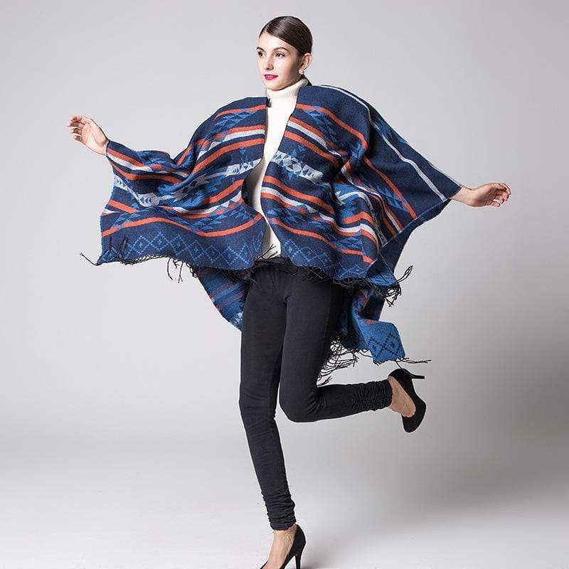 Poncho à rayures droites