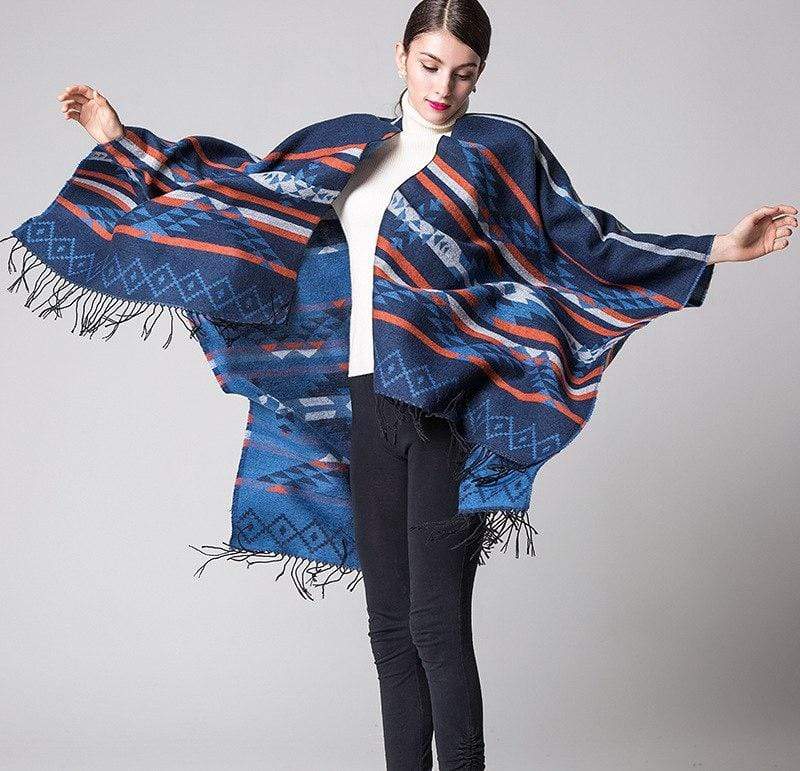 Poncho à rayures droites
