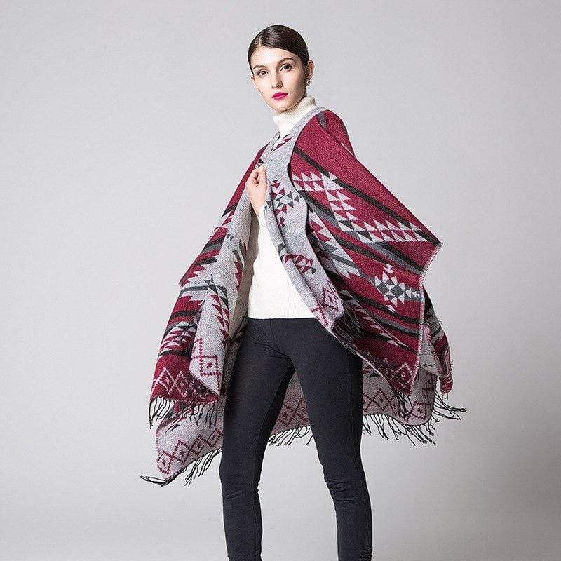 Poncho à rayures droites