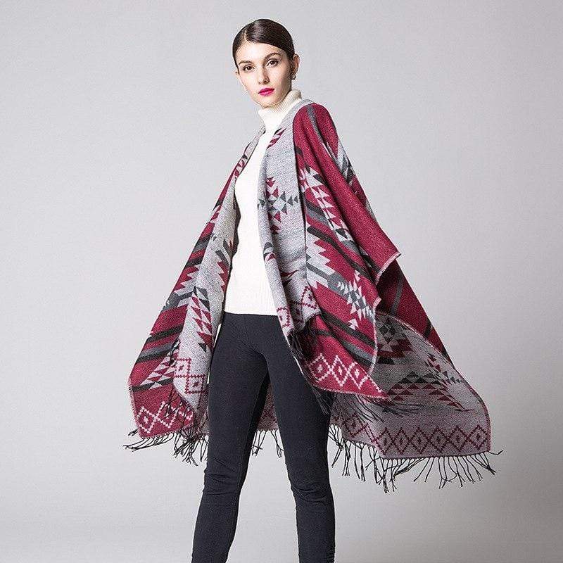 Poncho à rayures droites