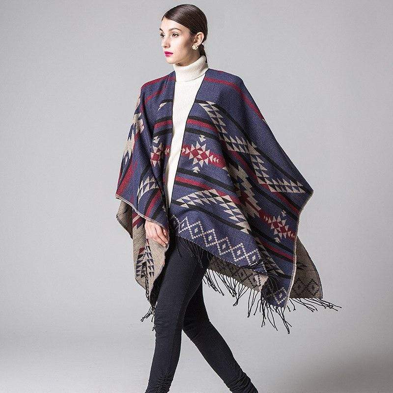 Poncho à rayures droites