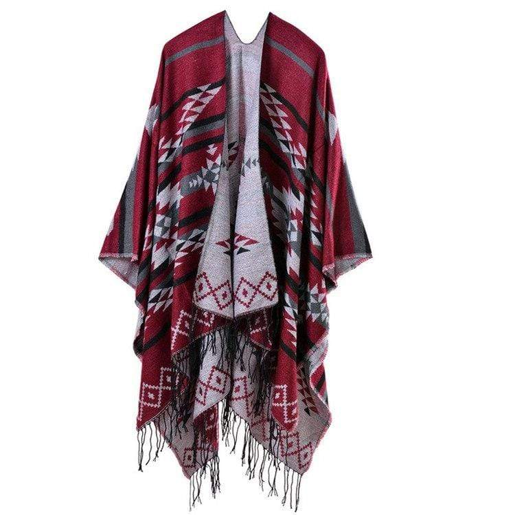 Poncho à rayures droites