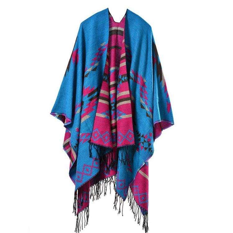 Poncho à rayures droites