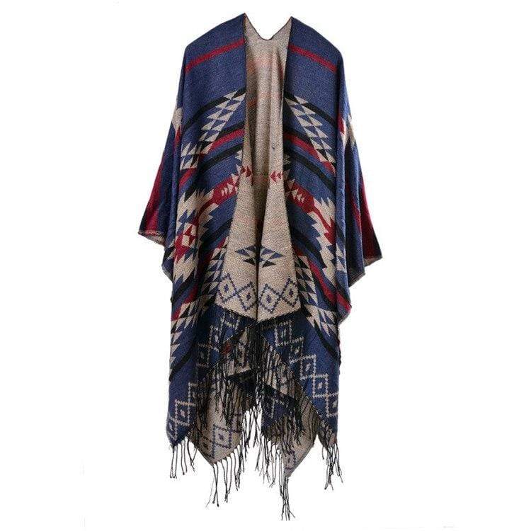 Poncho à rayures droites