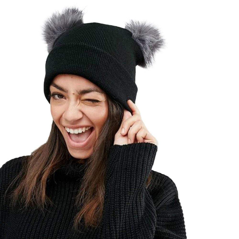 Bonnet double pompons